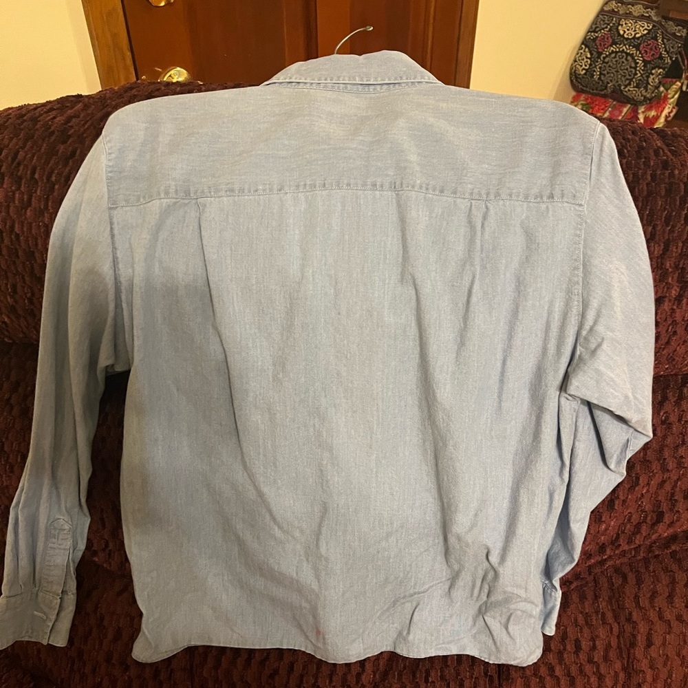 Beautiful Light Blue Button Down Christmas Shirt - Picture 2 of 4